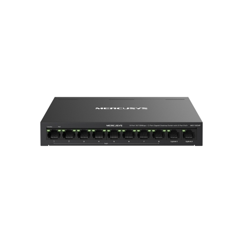 Switch Desktop 8 Cổng 10/100 Mbps + 2 Cổng Gigabit với 8 Cổng PoE+ MS110CMP
