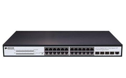 Thiết bị chuyển mạch Switch Managed L3-lite PoE+ BDCOM S2500-24P4S