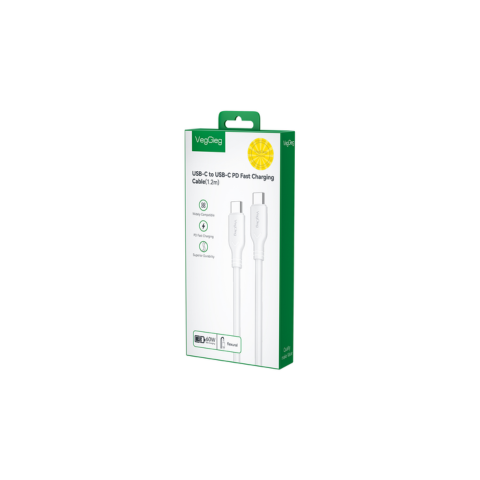 Cáp Sạc USB Type C 2 đầu dài 1.2M hỗ trợ 60W Màu Trắng VegGieg V-M001C