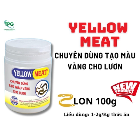 YELLOW MEAT TẠO MÀU VÀNG CHO LƯƠN, CÁ TRÊ - LON 100G DÙNG CHO 100KG THỨC ĂN