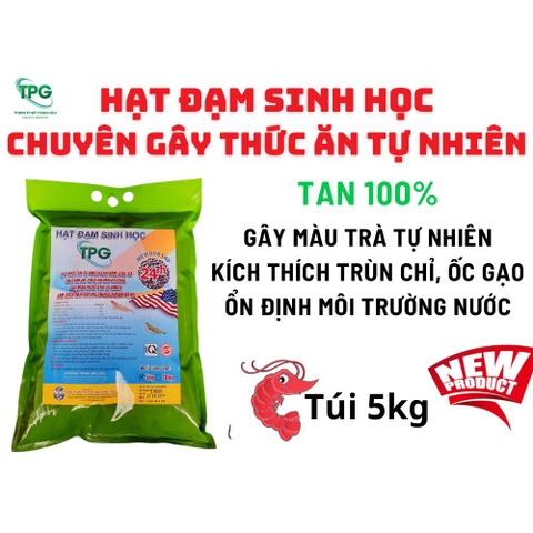 HẠT ĐẠM SINH HỌC TPG -GÂY TRÙN CHỈ, ỐC GẠO CHO AO TÔM CUA - TÚI 5KG