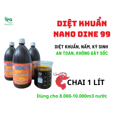 NANO DINE 99 DIỆT KHUẨN, NẤM, KÝ SINH TRONG AO TÔM - CHAI 1L