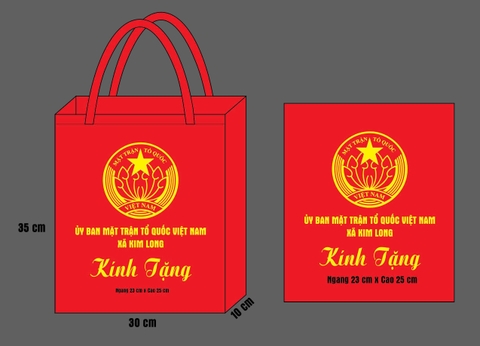 Túi Vải Không Dệt 30x35x10 - Đỏ - In 1 Mặt