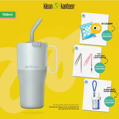 Ly Giữ Nhiệt Klean Kanteen Rise Tumbler 26oz 768ml Nắp Ống Hút Flip Straw Lid, Inox 18/8 Chính Hãng