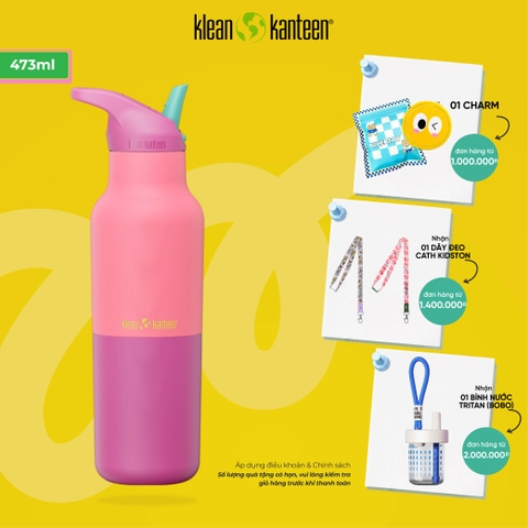 Bình Giữ Nhiệt Klean Kanteen Rise Classic 16oz 473ml Nắp Bật Flip Seal Sport Cap, Inox 18/8 Chính Hãng