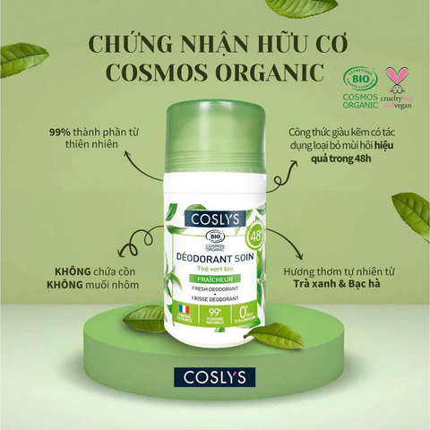Lăn khử mùi hữu cơ thơm mát Coslys (50ml)