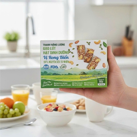 Thanh năng lượng gạo lứt hạt dinh dưỡng Vị rong biển Hộp 180g (12 gói 15g)
