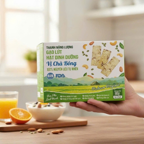 Thanh năng lượng gạo lứt hạt dinh dưỡng Vị chà bông Hộp 180g (12 gói x 15g)