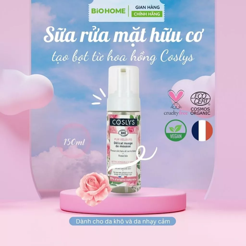 Sữa rửa mặt cho da khô và nhạy cảm hữu cơ Coslys (150ml)