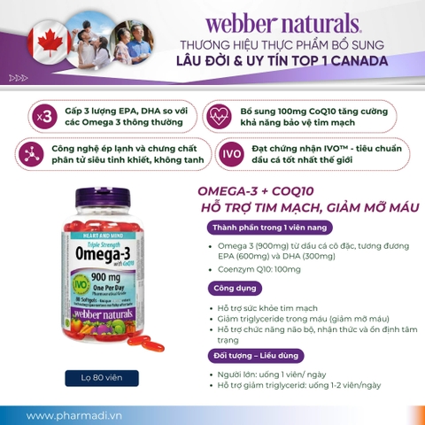Omega 3 Triple Strength CoQ10 Webber Naturals 80v