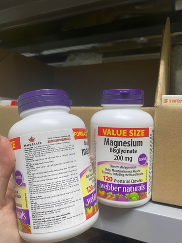 Magnesium Bisglycinate L/120v WEBBER NATURALS bổ sung magiê, cải thiện xương và răng
