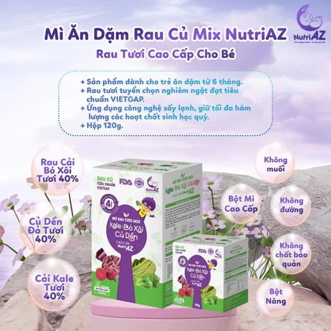 Mì Ăn Dặm Mix Rau Củ NutriAZ Cho Bé Ăn Dặm Từ 6 Tháng Bổ Sung Vitamin, Canxi Và Chất Xơ Hộp 360g