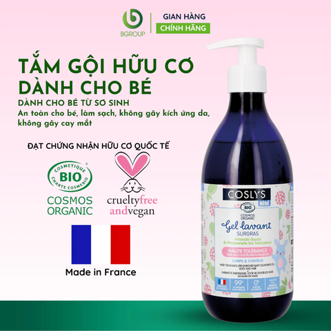 Sữa tắm gội 2 in 1 cho bé hữu cơ Coslys (500ml)