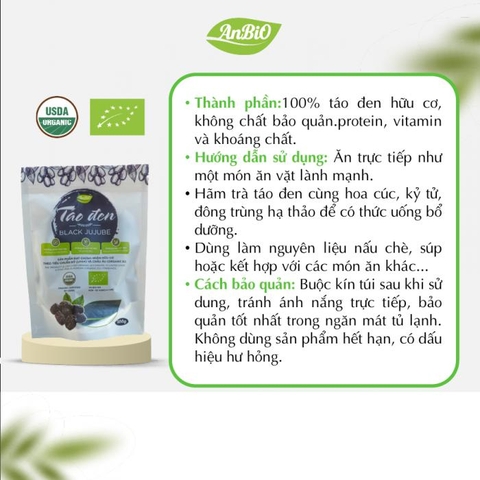 Táo đen hữu cơ Anbio 300g