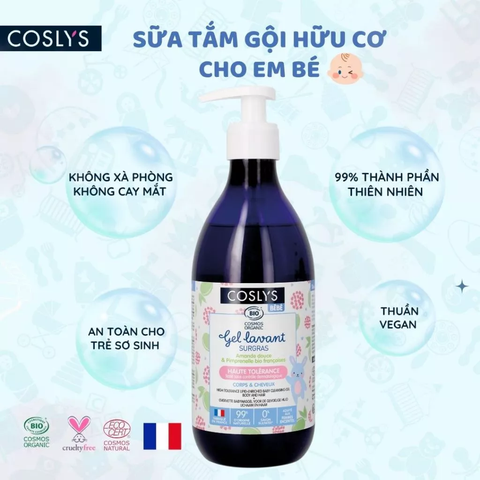 Sữa tắm gội 2 in 1 cho bé hữu cơ Coslys (500ml)