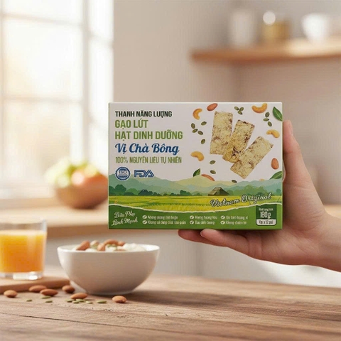 Thanh năng lượng gạo lứt hạt dinh dưỡng Vị chà bông Hộp 180g (12 gói x 15g)
