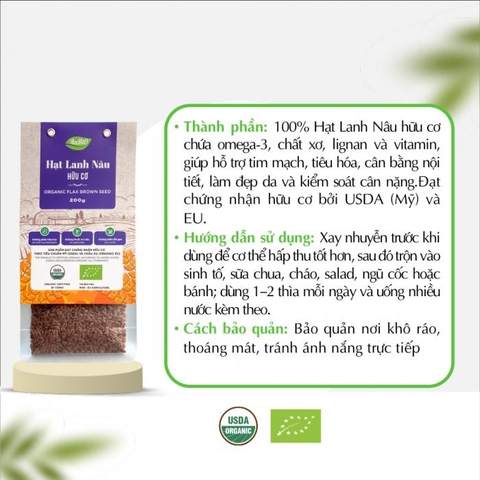 Hạt lanh nâu hữu cơ AnBiO 200g