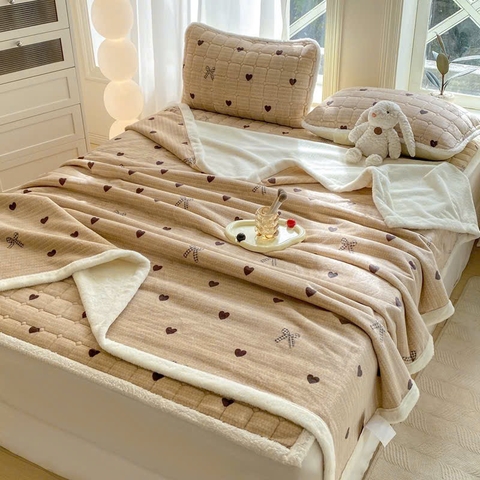 NỈ NHUNG- chăn nhung ga gối 4 món