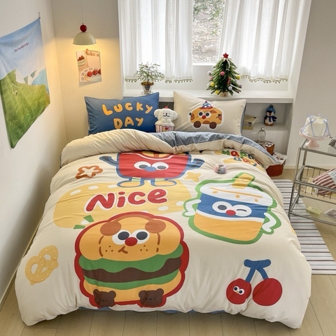 COTTON ĐŨI- Bộ vỏ chăn ga gối CARTOON (mã 92)