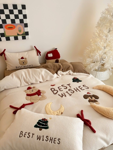 NỈ NHUNG- Nỉ Nhung 5 món Thêu nối Cao Cấp