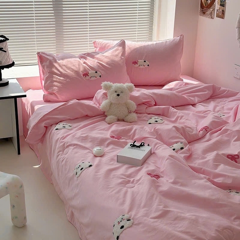 SET CHĂN CHẦN- Set chăn chần cotton đũi thêu