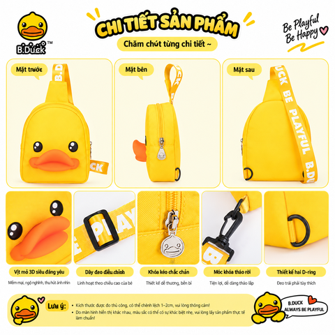 Túi Đeo Chéo B.Duck 3D Mỏ Vịt Dễ Thương – Túi Đeo Ngực Mini Nhẹ, Dây Đeo Điều Chỉnh, Đựng Điện Thoại