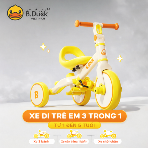XE ĐẠP 3 BÁNH B.DUCK LD-2310 CAO CẤP CHO BÉ 18–72 THÁNG – CÓ CẦN ĐẨY TIỆN LỢI