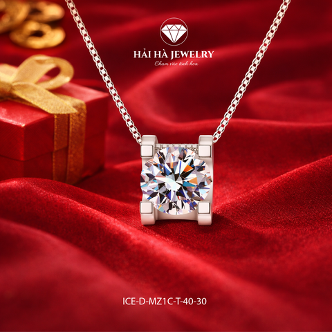 Dây chuyền bạc 925 đính moissanite 1 carat – điểm sáng tối giản, tinh tế cùng vui xuân!