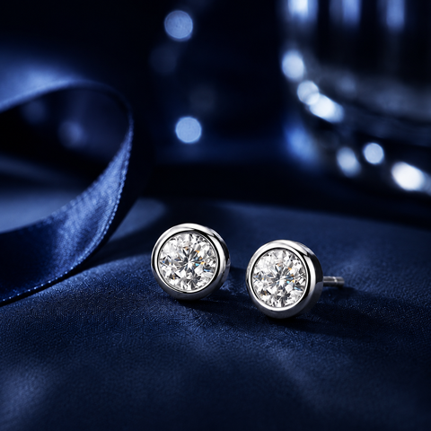 Bông tai nữ bạc 925 đính moissanite – dáng nụ tròn tối giản, nhẹ tai và tinh tế