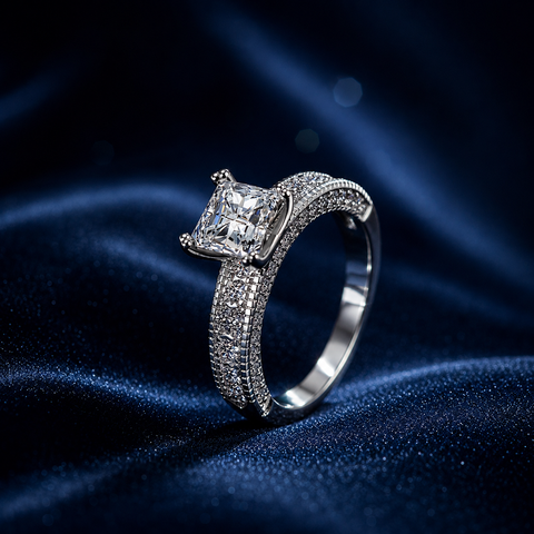 Nhẫn nữ bạc 925 đính kim cương Moissanite 1,2 Carat