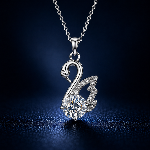 Dây chuyền bạc 925 đính kim cương Moissanite Thiên Nga 1 Carat