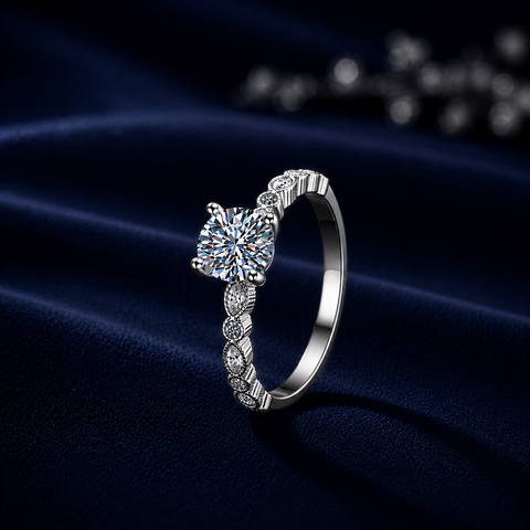 Nhẫn nữ bạc S925 cao cấp đính moissanite 1 carat