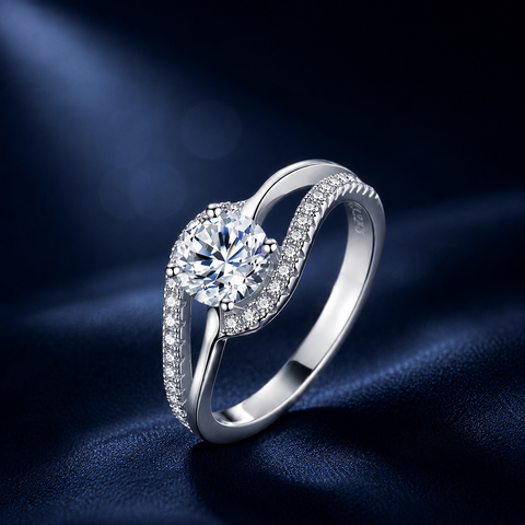 Nhẫn nữ bạc 925 đính kim cương Moissanite 0,8 Carat
