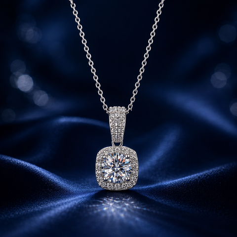 Dây chuyền bạc 925 đính kim cương Moissanite 1 Carat | Hải Hà Jewelry