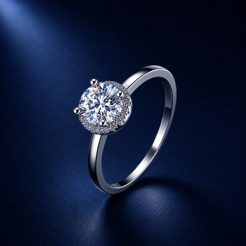 Nhẫn nữ bạc 925 đính kim cương Moissanite 0,5 Carat