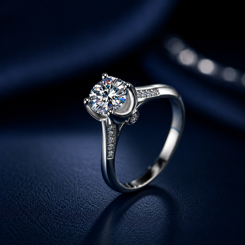 Nhẫn nữ bạc 925 đính kim cương Moissanite 1 Carat