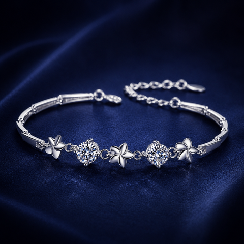 Vòng tay bạc 925 đính kim cương Moissanite 0,5x2 Carat