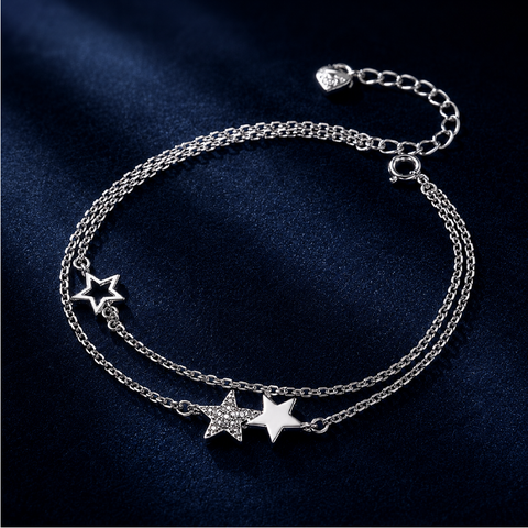 Vòng bạc đôi ngôi sao – Dẫn lối bằng những điều lấp lánh nhỏ | Hải Hà Jewelry