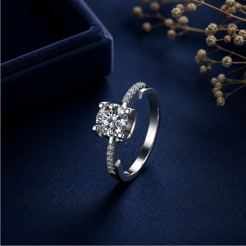 Nhẫn nữ bạc 925 đính kim cương Moissanite 2 Carat
