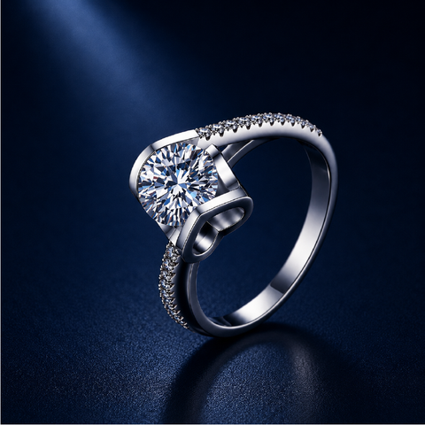Nhẫn nữ bạc 925 đính kim cương Moissanite 1 Carat