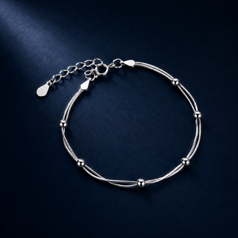 Vòng bạc dây đôi nhịp xoắn – Êm dịu trong từng chuyển động | Hải Hà Jewelry