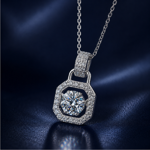 Dây chuyền bạc 925 đính moissanite 2 carat dáng bát giác tinh tế | Hải Hà Jewelry