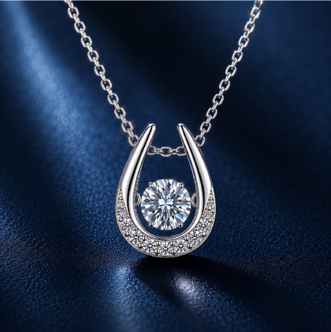 Dây chuyền bạc 925 đính moissanite dáng móng ngựa | Hải Hà Jewelry