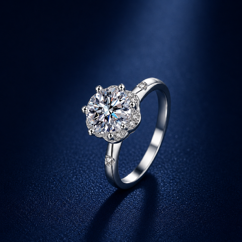 Nhẫn nữ bạc 925 đính kim cương Moissanite 1 Carat