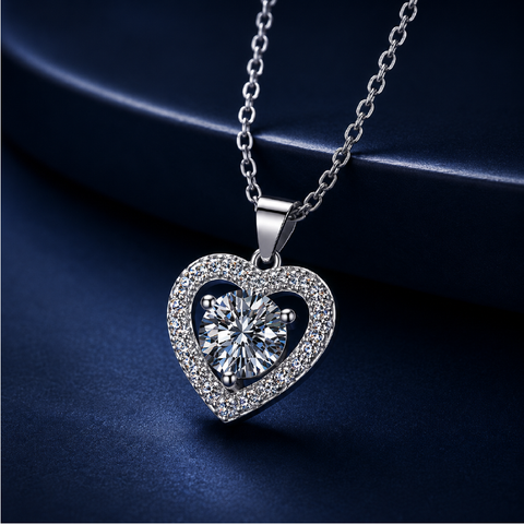 Dây chuyền bạc 925 đính moissanite dáng trái tim | Hải Hà Jewelry