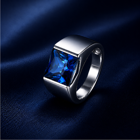 Nhẫn nam bạc s925 cao cấp đá blue sapphire – chiều sâu của sự điềm tĩnh | Hải Hà Jewelry