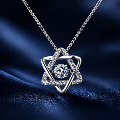 Dây chuyền bạc 925 đính moissanite dáng hình học tinh tế | Hải Hà Jewelry