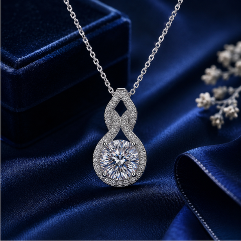 Dây chuyền bạc 925 đính kim cương Moissanite 1 Carat
