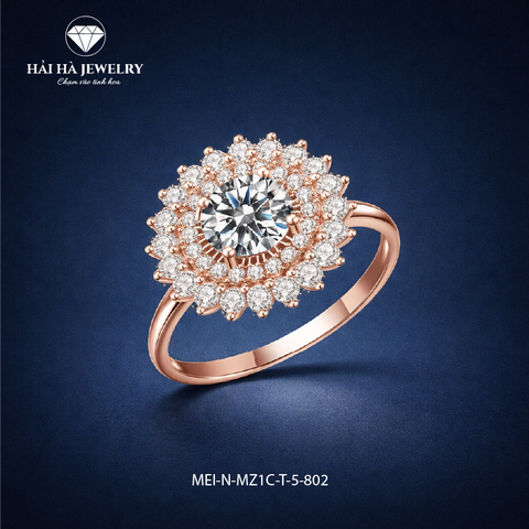 Nhẫn nữ halo moissanite dáng hoa – Ánh sáng dịu của một cảm xúc ở lại | Hải Hà Jewelry
