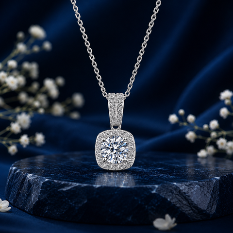 Dây chuyền bạc 925 đính kim cương Moissanite 1 Carat | Hải Hà Jewelry
